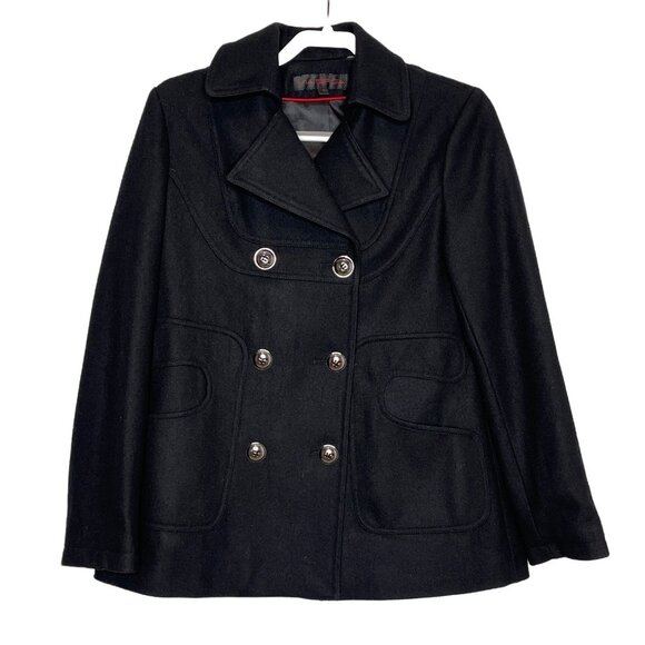 Via Spiga Black Wool Peacoat Womens 6 Double Breasted Classic Winter Coat - Picture 1 of 10